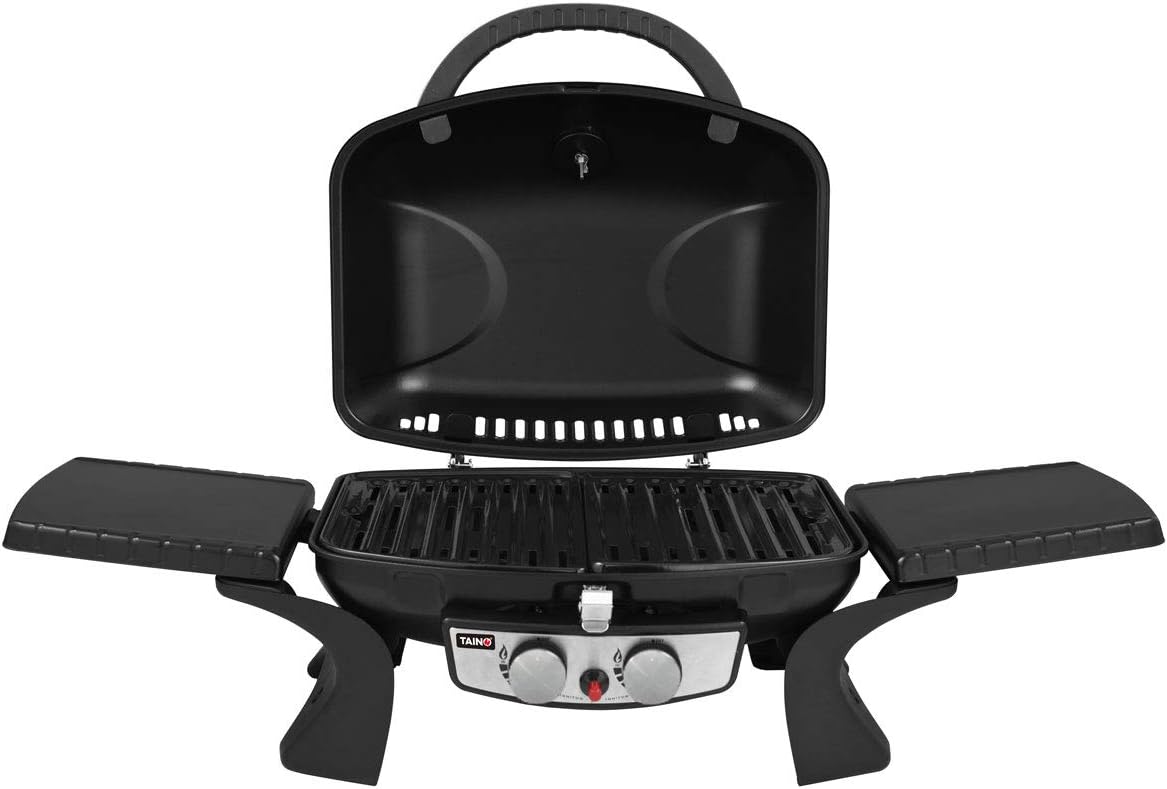 TAINO Tischgrill Kompakt-Grill Gasgrill Gas Tisch Edelstahl-Brenner BBQ Camping (COMPACT 2.0)