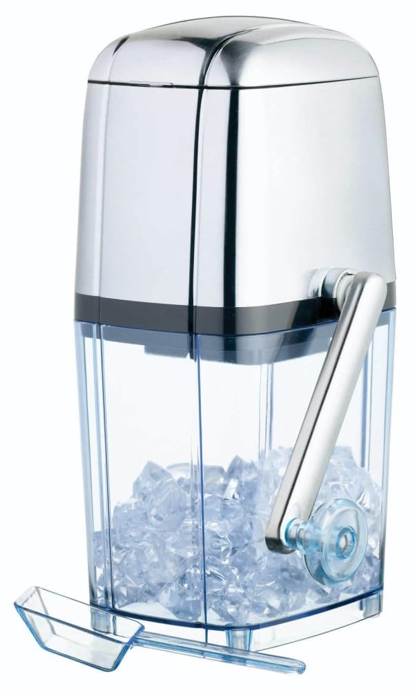 BarCraft Ice Crusher Machine for Cocktails, With Ice Scoop, Plastic and Stainless Steel, 15.5 x 13.5 x 28cm, Silver