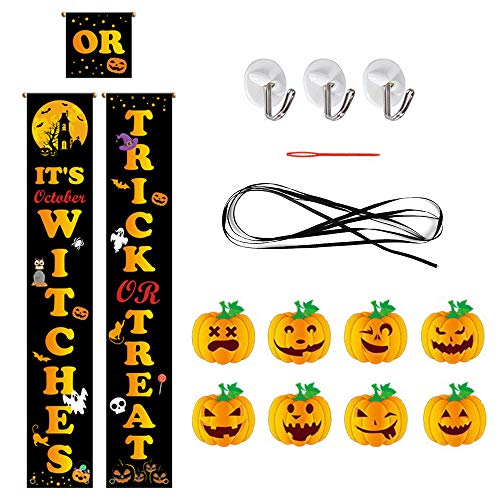 Top-Newest Halloween Decoration Couplet Banner Hanging Signs kits for Door Porch Wall Pumpkin Witches Ghost Decor