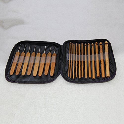 Xigeapg Mixed Aluminum Handle Crochet Hooks Kit Bamboo Knitting Knit Needles Weave Yarn 2 Set 42 PCS with Case - Thumbnail 2
