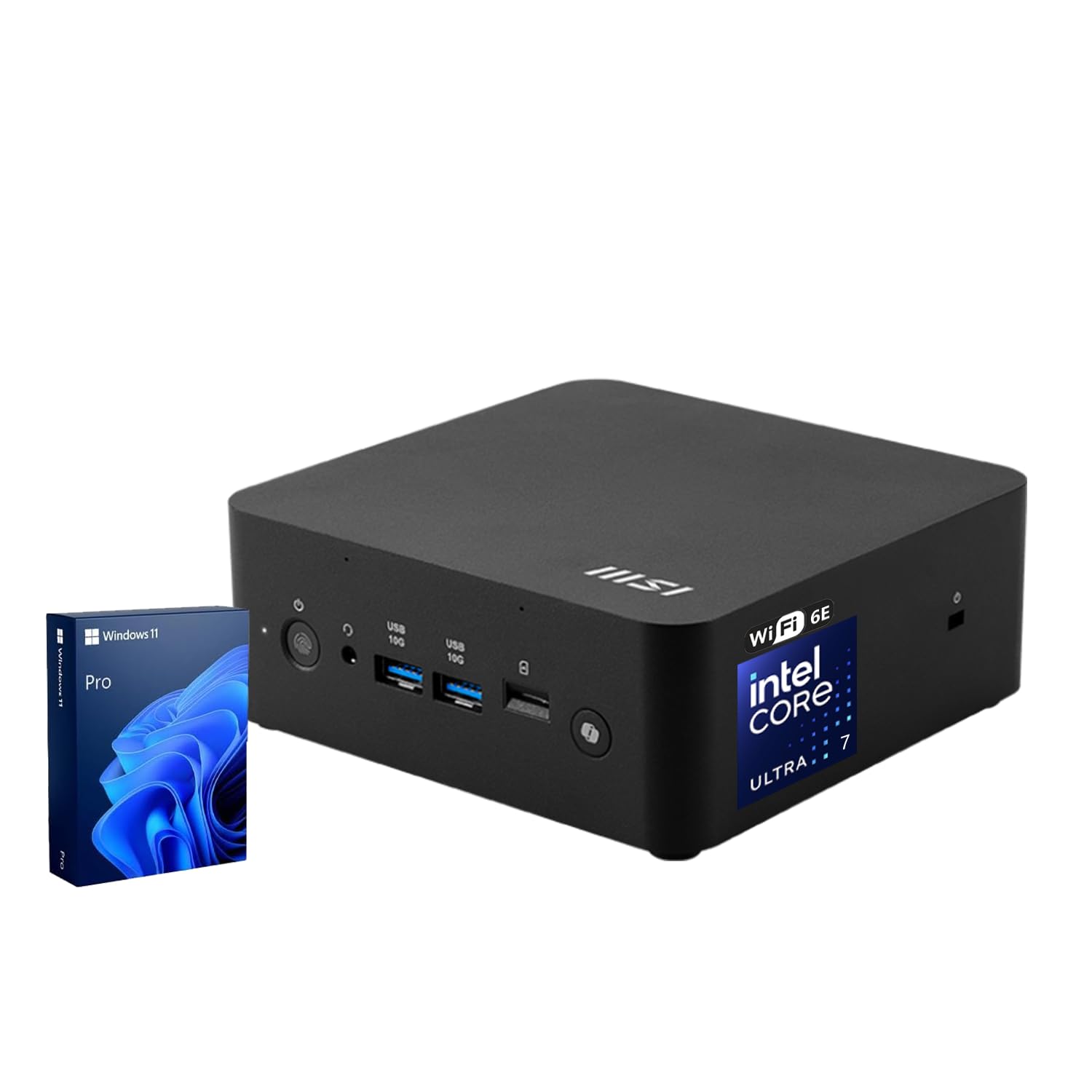 msi Cubi NUC AI+ Business Mini Desktop, Intel Core Ultra 7 258V, 115 Tops AI Copilot+ PC, 32GB LPDDR5X, 1TB SSD, Fingerprint, Support 3-Display 4K, Thunderbolt 4, HDMI, Dual LAN, Wi-Fi 6E, Win 11 Pro