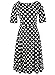 oxiuly Women's Vintage Black Dot Patchwork Pocket Puffy Swing Casual Dress OX165 (M, Black dot)