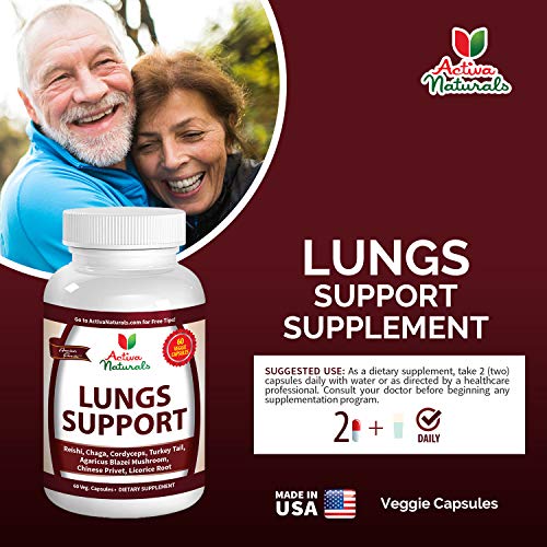 Lungs Support Health Supplement with Reishi, Chaga, Cordyceps, Turkey