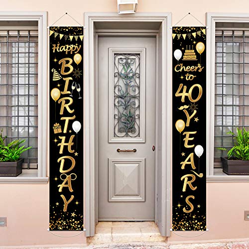 2-Pieces-40th-Birthday-Party-Decorations-Cheers-to-40-Years-Banner-40th-Party-Decorations-Welcome-Porch-Sign-for-40-Years-Birthday-Supplies-40th-Birthday