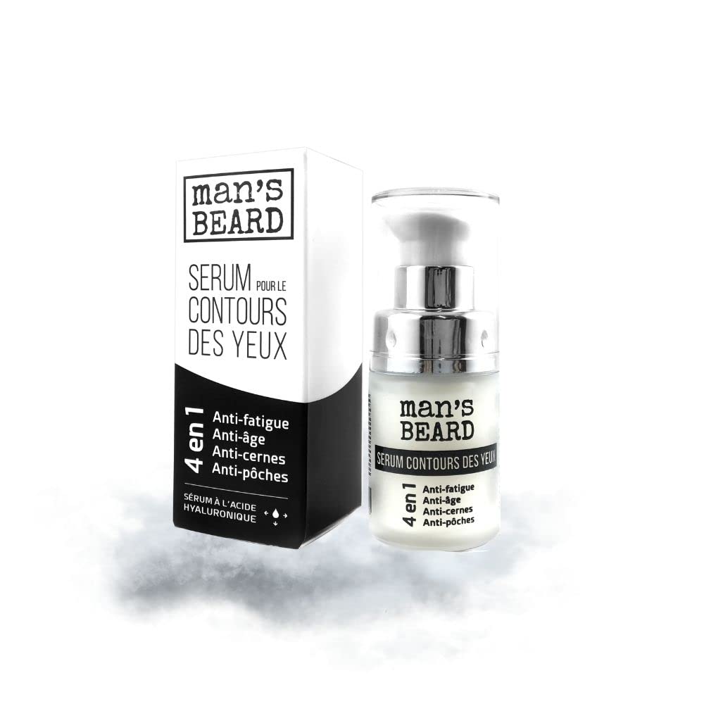 man's beard Unisex-Adults Stimulating and Smoothing Eye Contour Serum with Hyaluronic Acid, Vitamin E, Exfoliant, Organic Silicon, Ash Extract