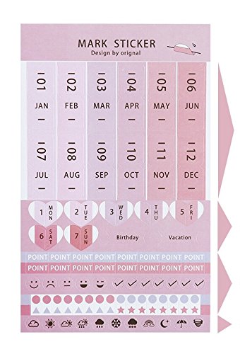 US 2018 Calendars Stickers for Bullet Journal/Planners/Agenda/Books/Diary, Easy to Peel and Stick Monthly Index Dividers, Self Adhesive Tabs,4 DIY sticky Paper & 4 DIY sticky PVC (8 sheets ) - Thumbnail 6