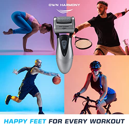 Electric Callus Remover for Feet: Best Pedicure Tools for Men by Own Harmony with 3 Rollers (Powerful), Electronic Pedi Spa Foot File Care - Perfect for Hard, Cracked, Dry, Dead Skin (USB Cable)