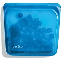 Stasher Reusable Silicone Storage Bag, Food Storage Container, Microwave and Dishwasher Safe, Leak-free, Sandwich, Blueberry