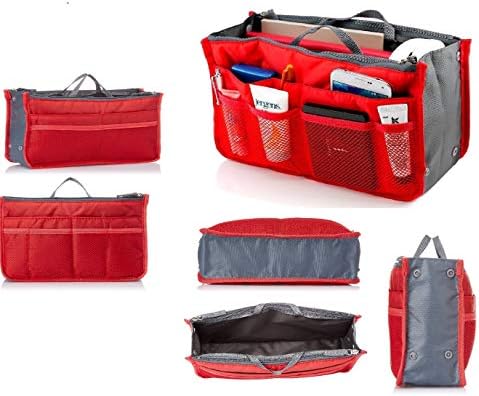 ZIZLY Multipocket 13 Compartment Handbag Organizer/Travel Storage Bag/Cosmetic Handbag Organizer/Travel Purse Toiletry Pouch Makeup Pouch Organiser