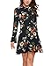 ACEVOG Women's Casual Floral Print Bell Sleeve Fit and Flare Dress