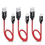 iSeekerKit Short Micro USB Cable 1ft Fast Charger Cable Nylon Braided Micro USB Charging Cord Compatible External Battery Charger, Samsung, HTC, LG, Android Tablets