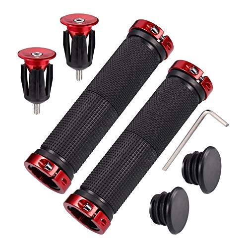 Zocipro TPR Rubber Bike Handlebar Grips, Double Lock On, Non-Slip, Aluminum Lock, Suitable for MTB, BMX, Scooter, Foldable Pit Bike, Urban Bicycles