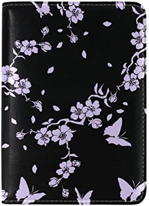 Yuihome Passport Cover Cherry Blossoms and Butterflies Genuine Leather for Travel