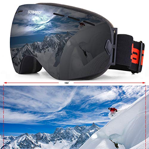 Soared Ski Snowboard Goggles Winter Snow Glasses Double-Layer Spherical Lenses UV400 Anti-Fog OTG Eyewear for Men Women Grey - Thumbnail 3