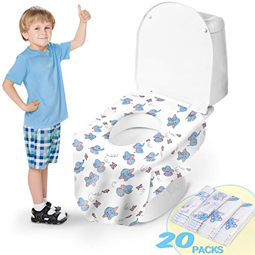 Toilet Seat Covers, Disposable Extra Large Full Cover Potty Seat Covers for Kids Potty Training with 20 Pack Individually Wrapped Portable Toilet Seat Cover for Travel, Adults, Home use - Thumbnail 7