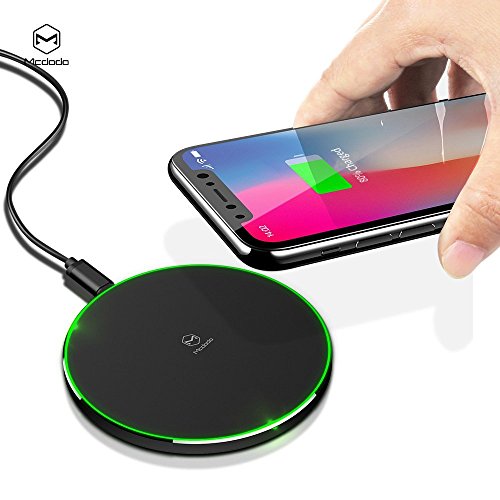 Mcdodo LED Wireless Fast Charger Charging 10W Pad for iPhone X, 8 / 8 Plus, Nexus 5 / 6 / 7, and Other Devices, Provides Fast-Charging for Galaxy S8/ S8+/ S7 / S7 edge / S6 edge+, and Note 5 (Black)