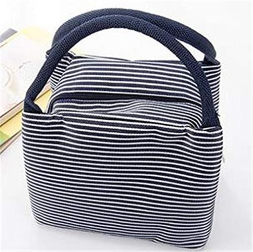 Anzu Bly Bags Oxford Japanese Style Fresh Tote Bags Portable Handbag Thermal Stripe Convenient Lunch Bags for Girls, 1 PC - Blue