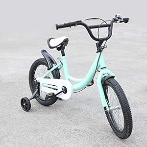 Kinderfiets met steunwielen, uniseks, voor kinderen, fiets, roze/groen, koolstofstaallegering, dubbel remsysteem
