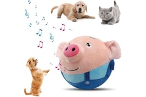 GEOJEC Interactive Dog Toys,Active Moving Pet Plush Toy,2026 New shaking dog ball pig dog toy Interactive Dog Ball with song Squeaky Moving Dog Ball Toy,Rechargeable Toys to Keep Them Busy Dog Toys(Bule Pig)