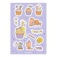 Bubu and Moonch Vinyl Sticker Sticker Sheet Halloween Party 7"x10"