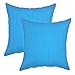 YOUR SMILE Pure Square Decorative Throw Pillows Case Cushion Covers Shell Cotton Linen Blend 18 X 18 Inches, Pack of 2 (Blue)