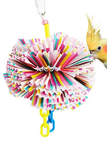 Bonka Bird Toys 1791 Paper Puff Bird Toy Foraging Parrot cage Toys Cages Shred Cockatiel Budgie. Quality Product Hand Made in The USA.