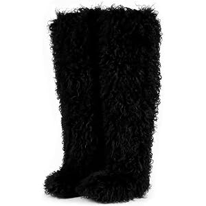 YXCFEWD Over the Knee Faux Fur Boots for Women 29 inchs Winter Thigh High Boots Fluffy Furry Snow Boots