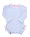 RuffleButts® Baby/Toddler Girls Long Sleeve One Piece Swimsuit - Blue Seersucker with UPF 50+ Sun Protection - 0-3m