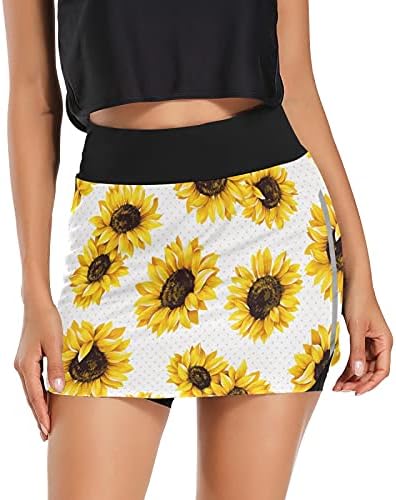 Athletic Skorts Women Sunflowers Sports Skirts Quick Dry for Tennis
