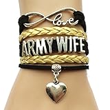 Infinity Love Army Wife Heart Charm Bracelet