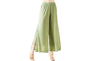 Angcoco Women's Double Layered Stretch Chiffon Dance Training Pants