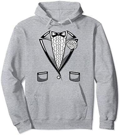 Unisex Tuxedo Hoodie | Retro Halloween Prom Bowtie Vintage XL: Heather Grey