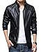 KIWEN Men's Stand Up Collar Faux Leather Jacket Slim Fit