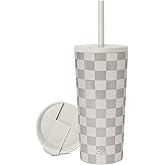 Simple Modern Insulated Tumbler with Lid and Straw | Iced Coffee Cup Reusable Stainless Steel Water Bottle Travel Mug | Gifts for Women Men Her Him | Classic Collection | 20oz | Checkmate