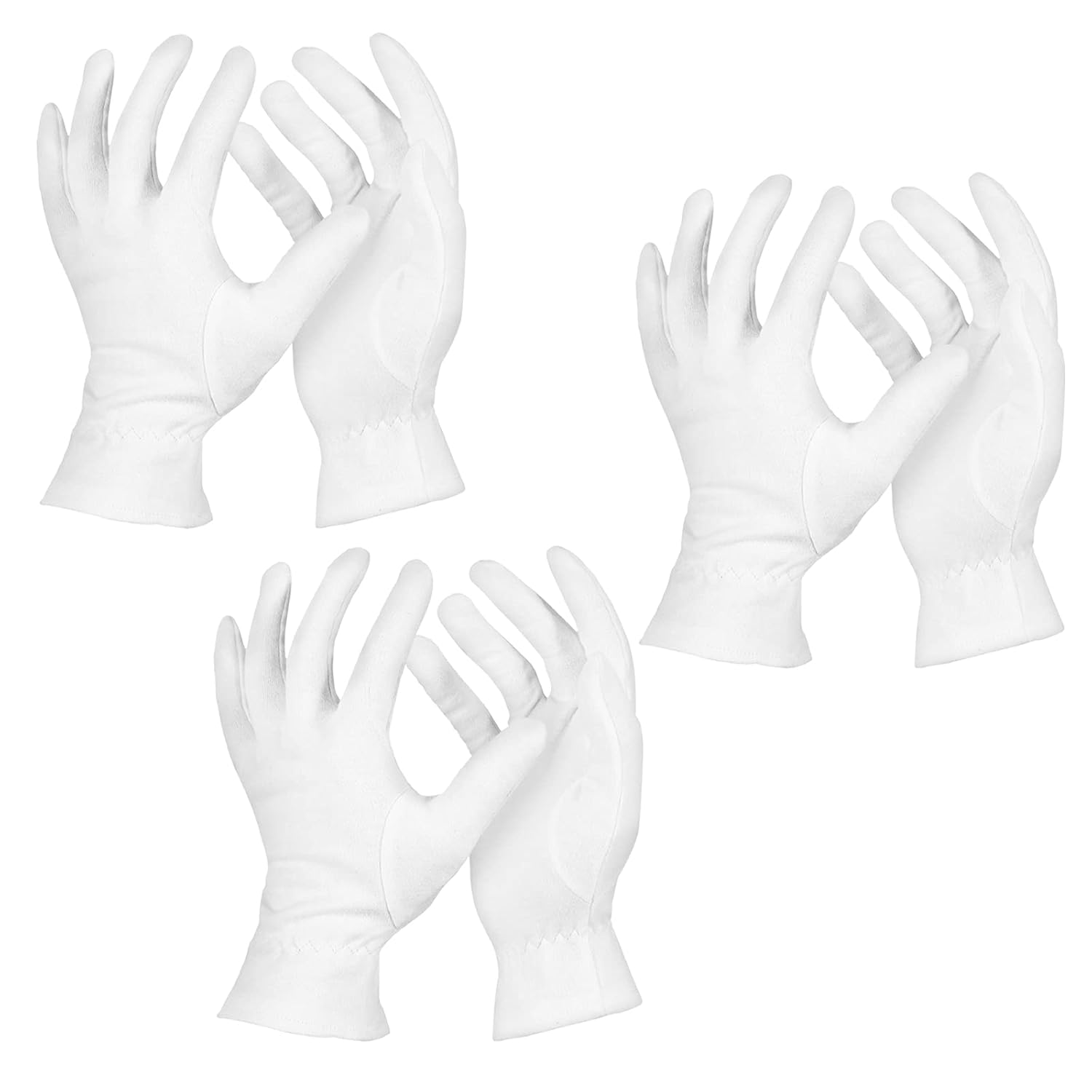 comfykare 100% Cotton Gloves for Dry Hands, (3 Pairs, Medium Size) White Gloves, Moisturizing Gloves Overnight Healing and Beauty, Jewelry Inspection, Washable Work Gloves, 9.5 Inches in Length: Beauty