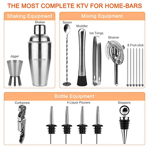 Shaker Barkeeper-Set – 19-teiliges Bar-Werkzeug-Set – Bild 5