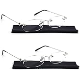 Viseng 2 Pairs Unisex Super Lightweight Rimless Quality Readers Ultra Thin Clear Lenses Frameless Reading Glasses +1.5