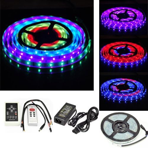 Enever 5M Dream Color 5050 RGB 6803 IC Chip LED Strip Light+ 133 Effects RF Controller + Power for Home, Garden, Office and Shops decoration etc.