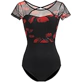 ROYAL SMEELA Short Sleeve Leotards One Piece Ballet Leotards for Women Backless Ballet Dance Leotard Jumpsuit