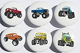 Monster Truck Ceramic Drawer Knobs / Drawer Handle Pulls, Set of 6