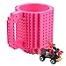 Brick Mug [Updated Version] Fubarbar 12 oz Build-on Coffee Cups Funny Tea Mug Beverage Cup Puzzle Mug Building Bricks enjoy Creative DIY Building Blocks (Rose) …
