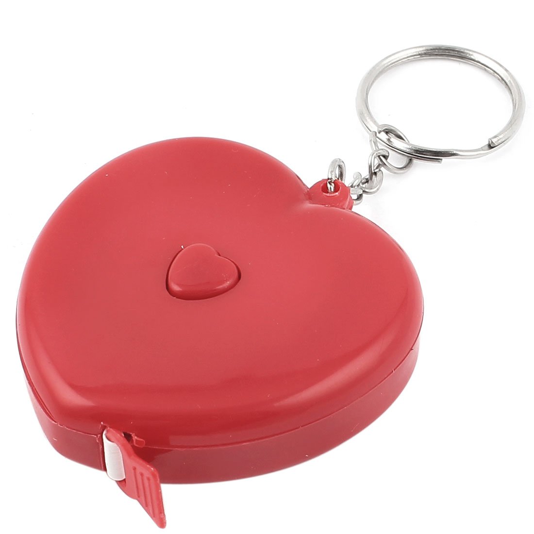 Sourcingmap 1.5M Heart Shaped Plastic Shell Keychain Measuring Tape Ruler Red