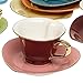 Tea and Coffee Cups with Saucers (Set of 6) by Classic Coffee & Tea|Charming, Inside Out Heart Shaped Cups Saucers|Fine Porcelain In 6 Colors with Gold Plated Ends & Handles|Great Gift Idea|6.5 oz