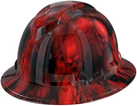 Custom Hydrographic Lost Soulz II Hard Hat Red Pyramex Ridgeline Full Brim