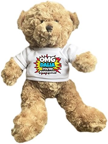 Fresh Publishing Ltd Dalia, Personalised Name, Teddy Bear.... 'OMG Dalia You're Awesome!', Fun Comic Art Design,, Cuddle Soft, Seated Height 23cm Approximately.