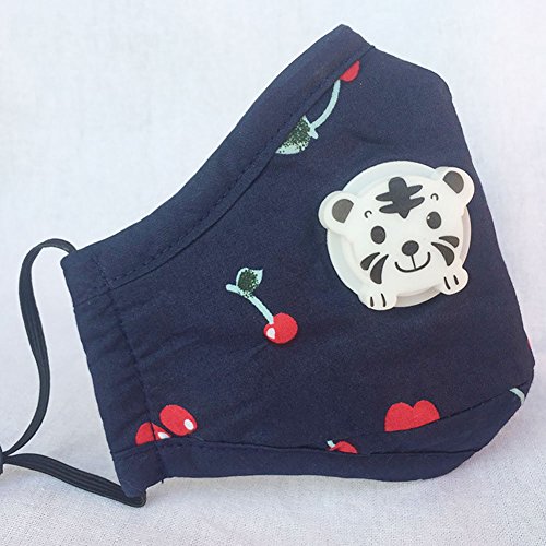 CHUANGLI 3 Pack Cute Kids Anti PM 2.5 Pollen Dust Mask Washable Cotton N95 Masks with Valve Replaceable Filter