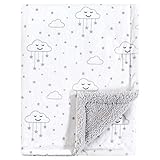 Hudson Baby Mink Blanket with Sherpa Backing, Gray Clouds, One Size