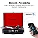 Musitrend Bluetooth Turntable Portable Suitcase Vinyl Records Player with Built-in Speakers, USB/SD Recorder, Rechargable battery, Headphone Jack, RCA line out, Black
