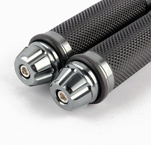 E-Bro Aluminum Motorcycle Handlebar Rubber Gel Hand Grips&Bar Ends Caps Plug (Grey)