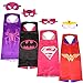 SPESS Superhero Capes and Masks 4 Pack Cartoon Satin Capes Set for Kids